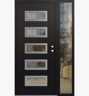 Diamond D1 48" x 80" black/black Clear Glass Panel Stainless steel LHI with Sidelite Clear Glass