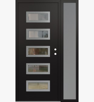 Diamond D1 52" x 80" black/black Clear Glass Panel Stainless steel LHI with Sidelite frosted Glass