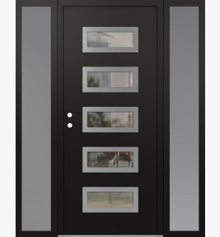 Diamond D1 60" x 80" black/black clear Glass Panel stainless steel RHI with 2 Sidelites frosted Glass