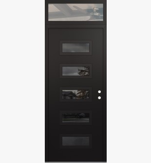 Diamond D1 36" x 96" black/black Mirrored Glass Panel black LHI with Transom clear Glass