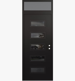 Diamond D1 36" x 96" black/black Mirrored Glass Panel black LHI with Transom frosted Glass