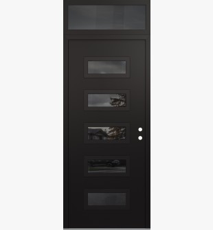 Diamond D1 36" x 96" black/black Mirrored Glass Panel black LHI with Transom Mirrored Glass