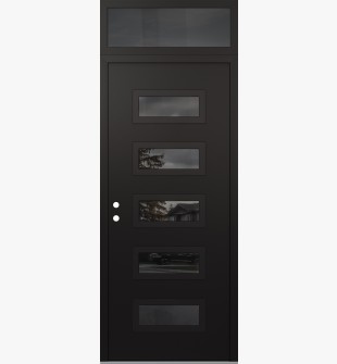 Diamond D1 36" x 96" black/black mirrored Glass Panel black RHI with Transom mirrored Glass