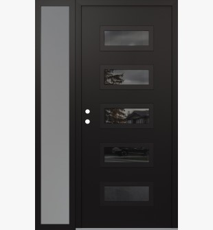 Diamond D1 50" x 80" black/black Mirrored Glass Panel black RHI with Sidelite frosted Glass