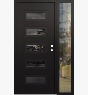 Diamond D1 48" x 80" black/black Mirrored Glass Panel black LHI with Sidelite clear Glass