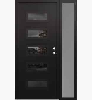 Diamond D1 48" x 80" black/black Mirrored Glass Panel black LHI with Sidelite frosted Glass