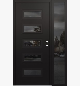 Diamond D1 50" x 80" black/black mirrored Glass Panel black LHI with Sidelite mirrored Glass