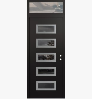 Diamond D1 36" x 96" black/black Mirrored Glass Panel stainless steel LHI with Transom clear Glass