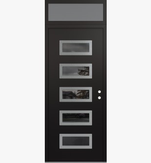 Diamond D1 36" x 96" black/black Mirrored Glass Panel stainless steel LHI with Transom frosted Glass