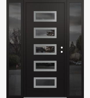 Diamond D1 60" x 80" black/black mirrored Glass Panel stainless steel LHI with 2 Sidelites mirrored Glass