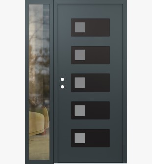 Diamond D2 52" x 80" anthracite/anthracite frosted Glass Panel black RHI with Sidelite clear Glass