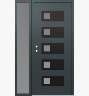 Diamond D2 52" x 80" anthracite/anthracite Frosted Glass Panel black RHI with Sidelite Frosted Glass