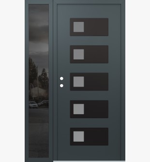 Diamond D2 52" x 80" anthracite/anthracite Frosted Glass Panel black RHI with Sidelite Mirrored Glass