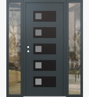 Diamond D2 60" x 80" anthracite/anthracite frosted Glass Panel black RHI with 2 Sidelites clear Glass