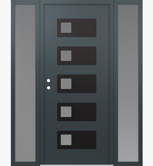 Diamond D2 60" x 80" anthracite/anthracite frosted Glass Panel black RHI with 2 Sidelites frosted Glass