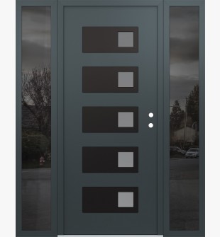 Diamond D2 68" x 80" anthracite/anthracite frosted Glass Panel black LHI with 2 Sidelites mirrored Glass