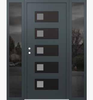 Diamond D2 60" x 80" anthracite/anthracite frosted Glass Panel black RHI with 2 Sidelites mirrored Glass