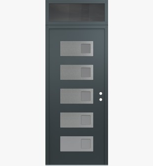 Diamond D2 36" x 96" anthracite/anthracite frosted Glass Panel stainless steel LHI with Transom mirrored Glass