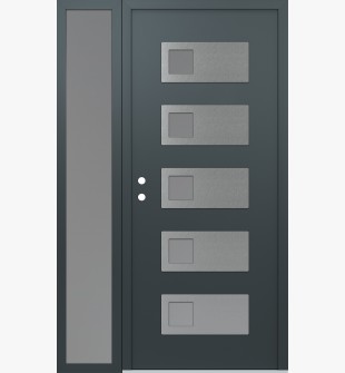 Diamond D2 50" x 80" anthracite/anthracite Frosted Glass Panel stainless steel RHI with Sidelite Frosted Glass