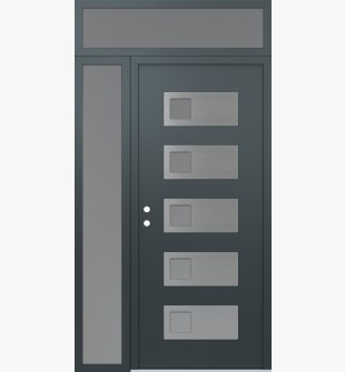 Diamond D2 48" x 96" anthracite/anthracite frosted Glass Panel stainless steel RHI with Sidelite and Transom frosted Glass