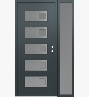 Diamond D2 52" x 80" anthracite/anthracite Frosted Glass Panel stainless steel LHI with Sidelite Frosted Glass