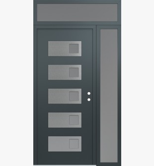 Diamond D2 50" x 96" anthracite/anthracite frosted Glass Panel stainless steel LHI with Sidelite and Transom frosted Glass