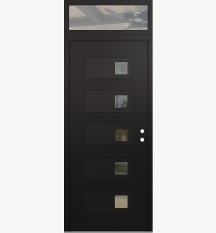 Diamond D2 36" x 96" black/black Clear Glass Panel black LHI with Transom Clear Glass