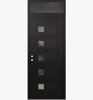 Diamond D2 36" x 96" black/black Clear Glass Panel black RHI with Transom Mirrored Glass