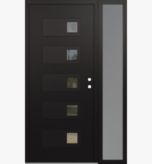 Diamond D2 48" x 80" black/black Clear Glass Panel black LHI with Sidelite frosted Glass