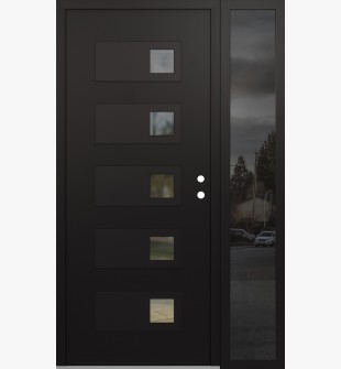 Diamond D2 48" x 80" black/black Clear Glass Panel black LHI with Sidelite Mirrored Glass