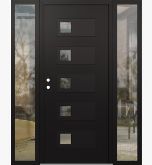 Diamond D2 68" x 80" black/black Clear Glass Panel black RHI with 2 Sidelites Clear Glass