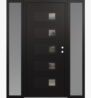 Diamond D2 68" x 80" black/black clear Glass Panel black LHI with 2 Sidelites frosted Glass