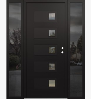 Diamond D2 64" x 80" black/black Clear Glass Panel black LHI with 2 Sidelites Mirrored Glass