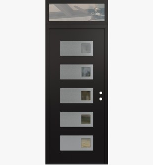 Diamond D2 36" x 96" black/black Clear Glass Panel Stainless steel LHI with Transom Clear Glass