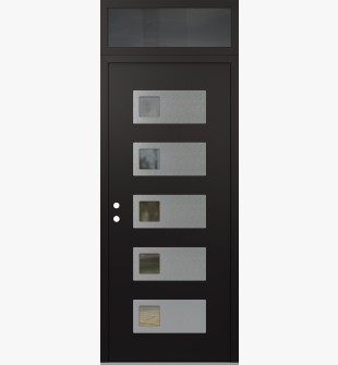 Diamond D2 36" x 96" black/black Clear Glass Panel Stainless steel RHI with Transom Mirrored Glass