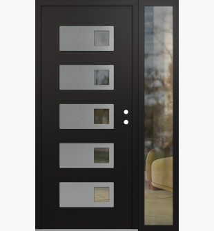 Diamond D2 52" x 80" black/black Clear Glass Panel Stainless steel LHI with Sidelite Clear Glass