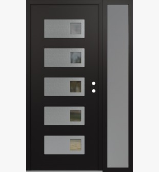 Diamond D2 48" x 80" black/black Clear Glass Panel Stainless steel LHI with Sidelite frosted Glass