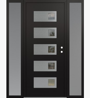 Diamond D2 68" x 80" black/black Clear Glass Panel Stainless steel LHI with 2 Sidelites frosted Glass