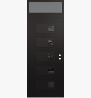 Diamond D2 36" x 96" black/black Mirrored Glass Panel black LHI with Transom frosted Glass