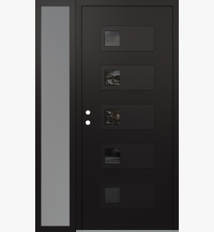 Diamond D2 48" x 80" black/black Mirrored Glass Panel black RHI with Sidelite frosted Glass