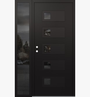 Diamond D2 52" x 80" black/black Mirrored Glass Panel black RHI with Sidelite Mirrored Glass