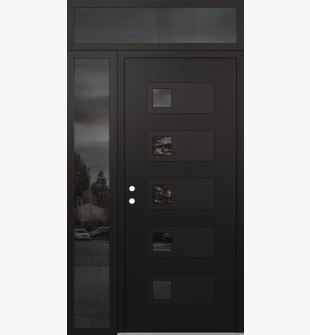 Diamond D2 50" x 96" black/black mirrored Glass Panel black RHI with Sidelite and Transom mirrored Glass