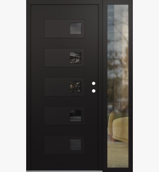 Diamond D2 48" x 80" black/black Mirrored Glass Panel black LHI with Sidelite clear Glass