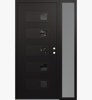 Diamond D2 50" x 80" black/black Mirrored Glass Panel black LHI with Sidelite frosted Glass