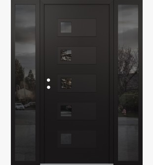 Diamond D2 60" x 80" black/black mirrored Glass Panel black RHI with 2 Sidelites mirrored Glass