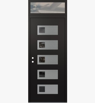 Diamond D2 36" x 96" black/black Mirrored Glass Panel stainless steel RHI with Transom clear Glass