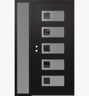 Diamond D2 48" x 80" black/black mirrored Glass Panel stainless steel RHI with Sidelite frosted Glass