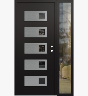 Diamond D2 50" x 80" black/black Mirrored Glass Panel stainless steel LHI with Sidelite clear Glass