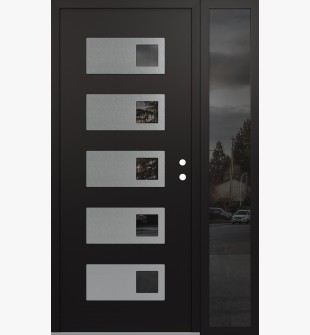 Diamond D2 52" x 80" black/black Mirrored Glass Panel stainless steel LHI with Sidelite Mirrored Glass