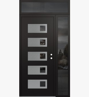 Diamond D2 48" x 96" black/black mirrored Glass Panel stainless steel LHI with Sidelite and Transom mirrored Glass